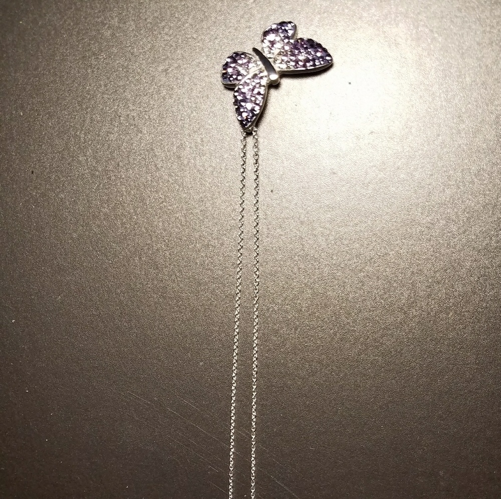 Beautiful Purple Silver Crystal Butterfly